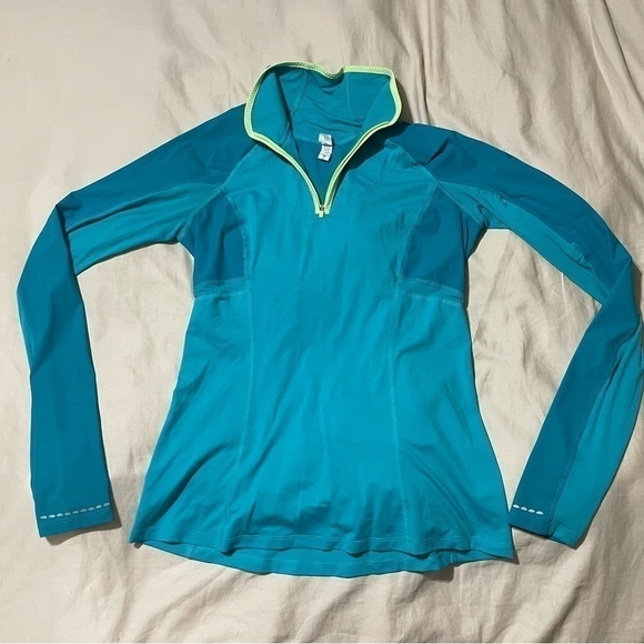 Lululemon Trail Bound 1/2 Zip Blue Tropics Long Sleeve Size 8 - Picture 9 of 13
